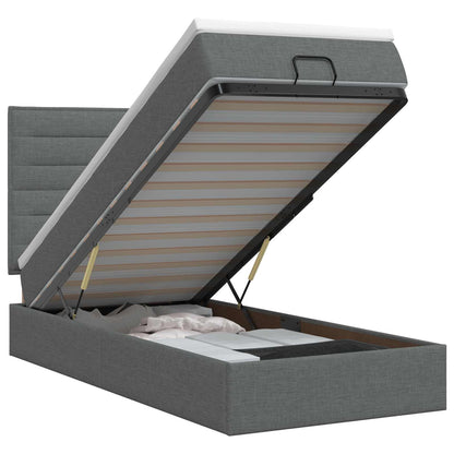 Ottoman bed met matras Donkergrijs 100 x 200 cm Stof