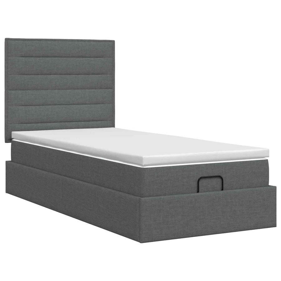 Ottoman bed met matras Donkergrijs 100 x 200 cm Stof