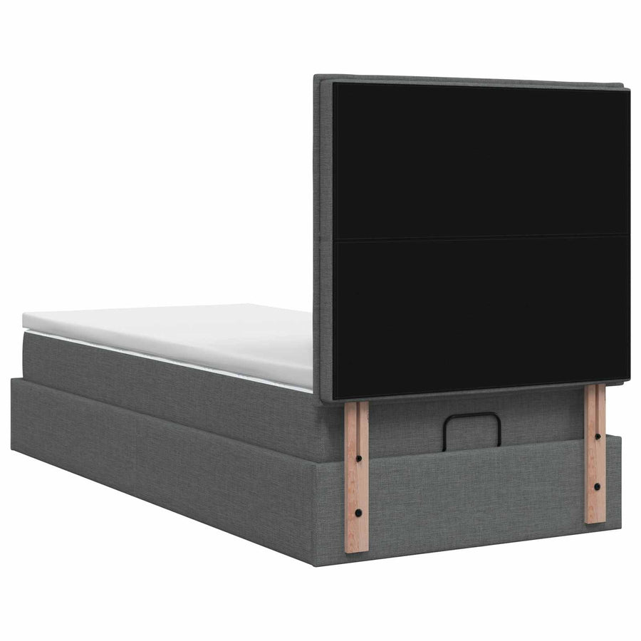 Ottoman bed met matras Donkergrijs 100 x 200 cm Stof