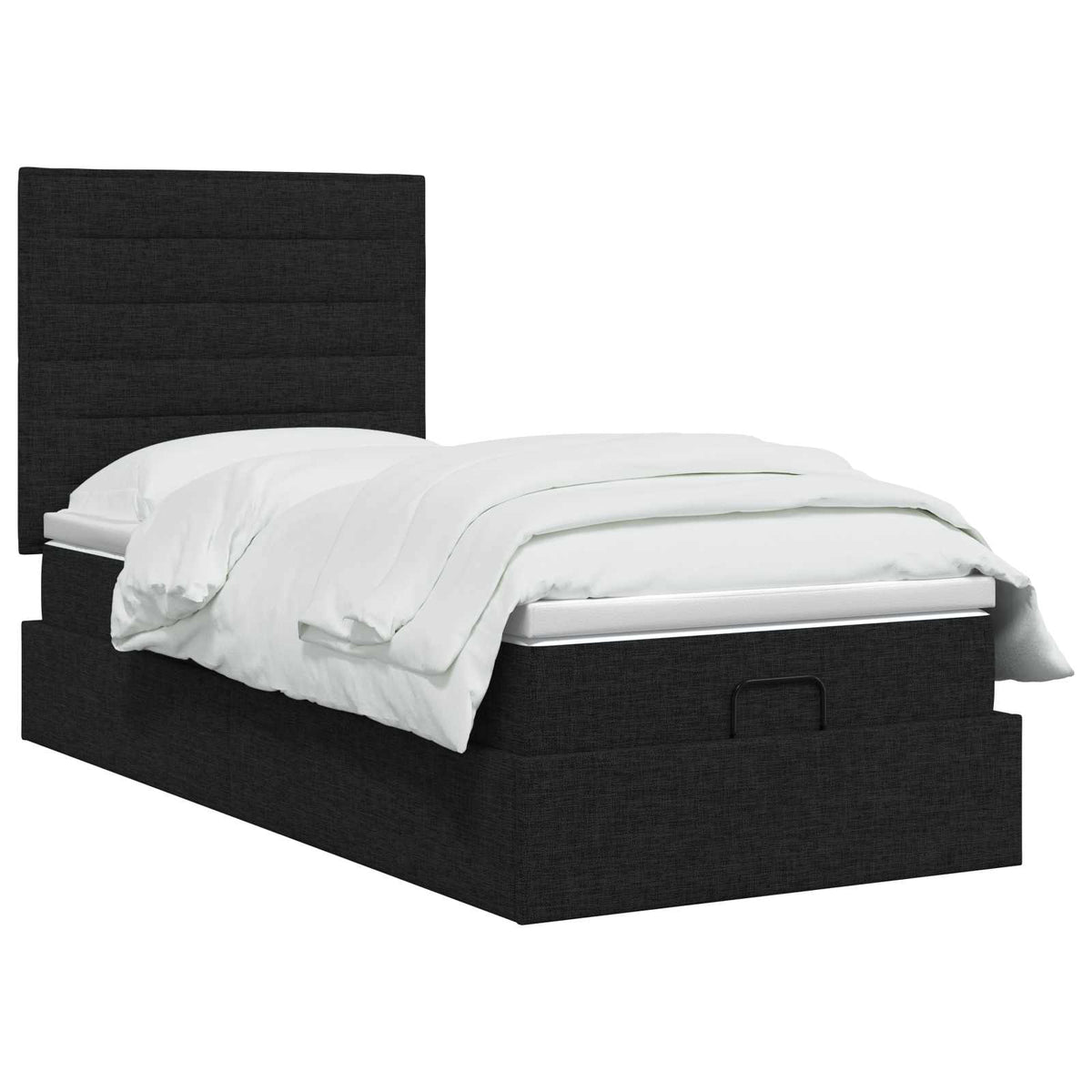 Ottoman bed met matras met hoofdeinde Zwart 100 x 200 cm Stof