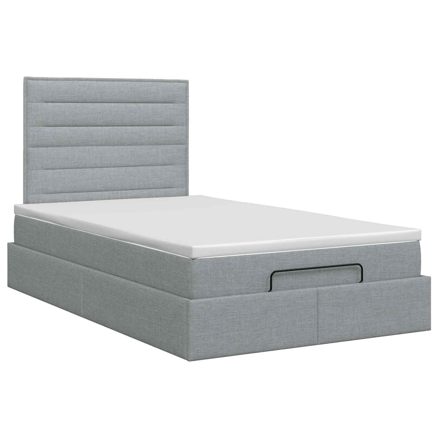 Ottoman bed met matras Lichtgrijs 120 x 190 cm Stof