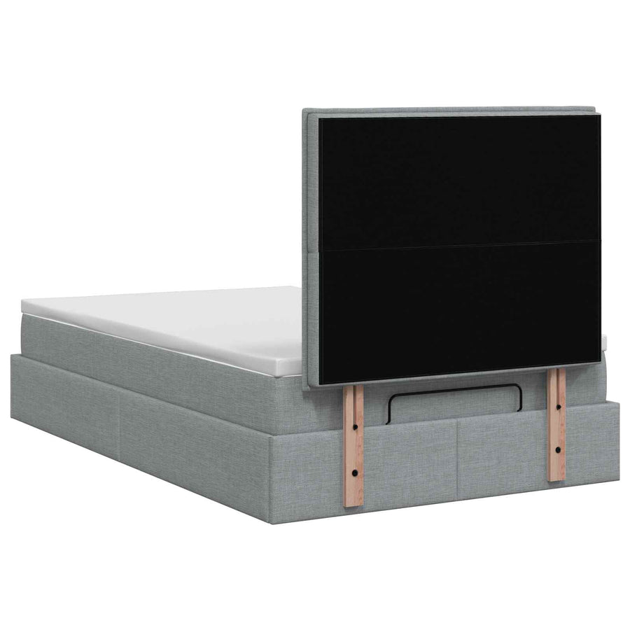 Ottoman bed met matras Lichtgrijs 120 x 190 cm Stof