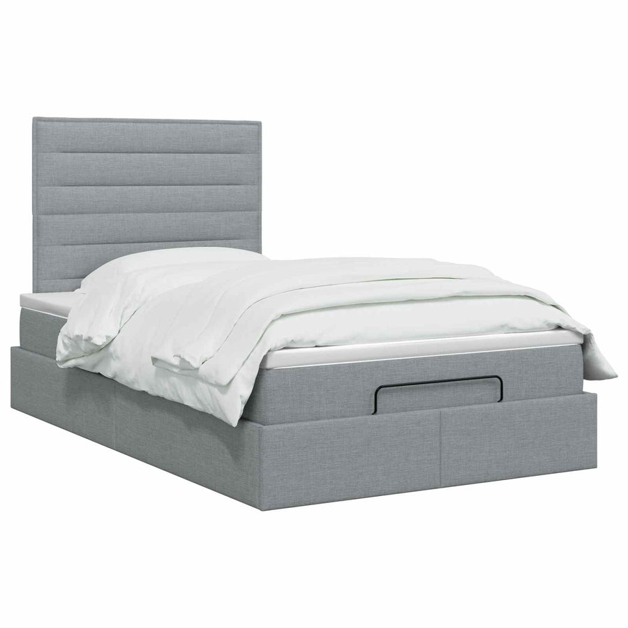 Ottoman bed met matras Lichtgrijs 120 x 190 cm Stof