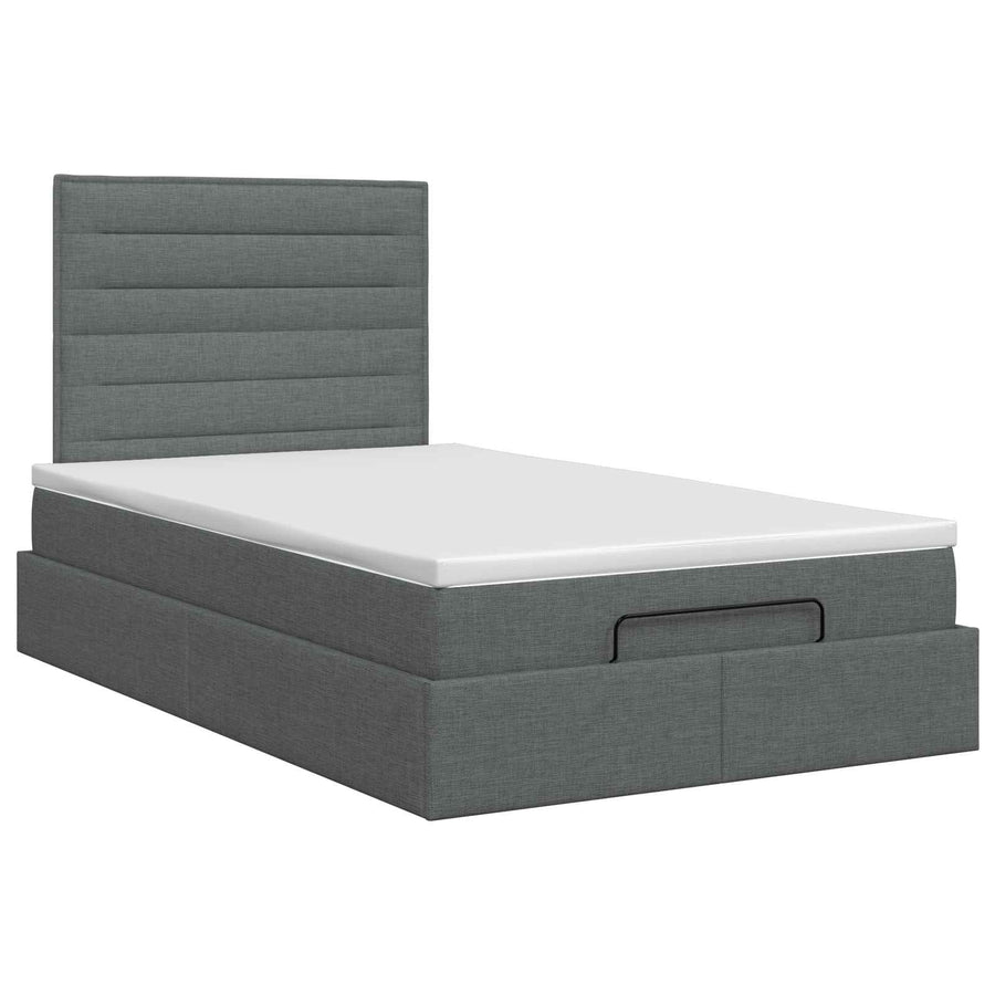 Ottoman bed met matras Donkergrijs 120 x 190 cm Stof