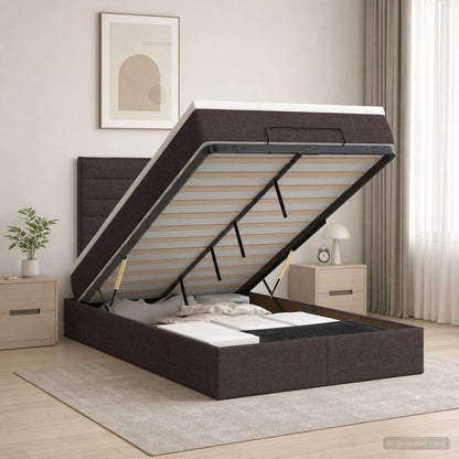 Ottoman bed met matras Donkerbruin 120 x 200 cm Stof