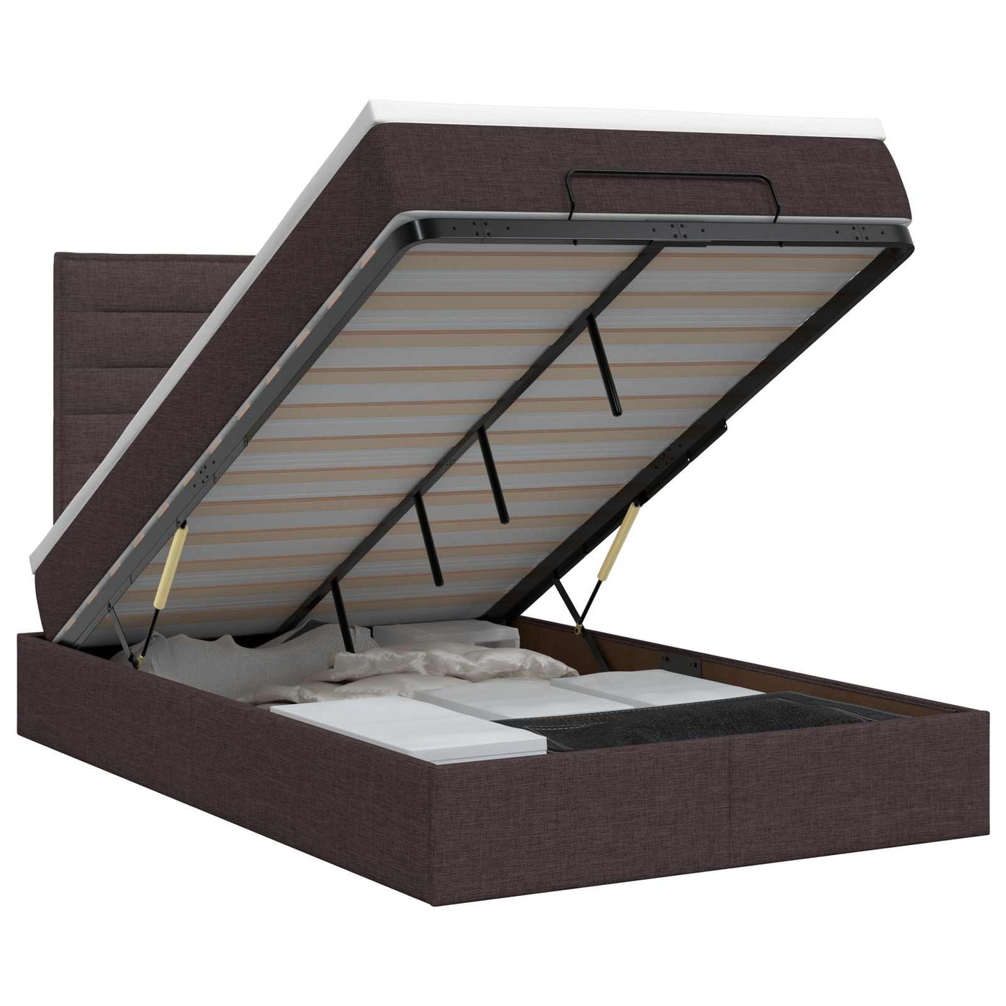 Ottoman bed met matras Donkerbruin 120 x 190 cm Stof