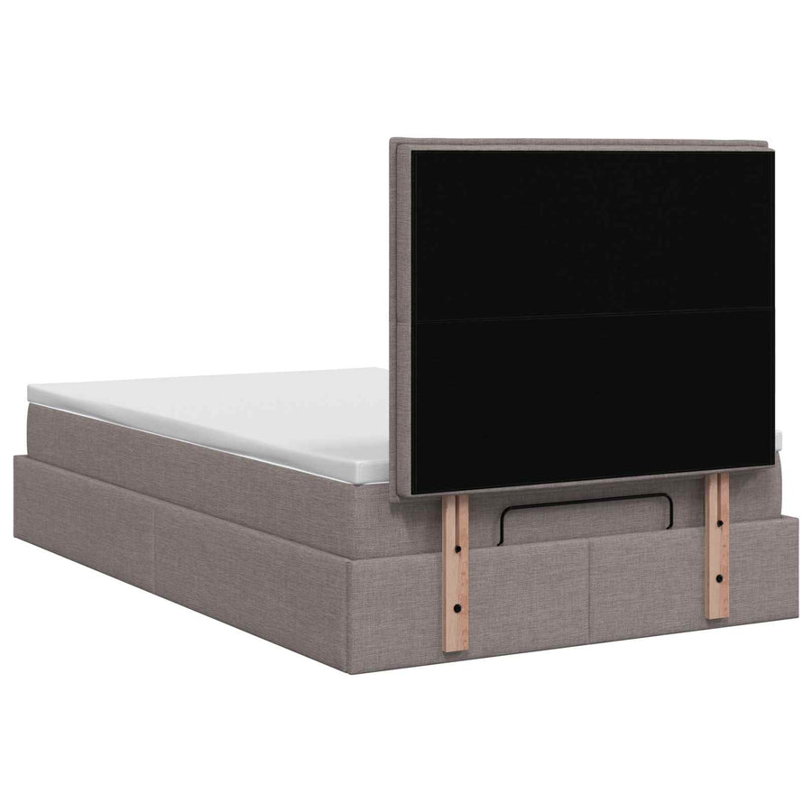 Ottoman bed met matras met hoofdeinde Taupe 120 x 190 cm Stof