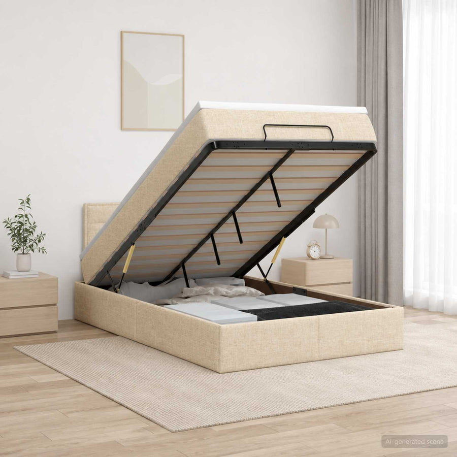 Ottoman bed met matras Crèmekleurig 120 x 200 cm Stof