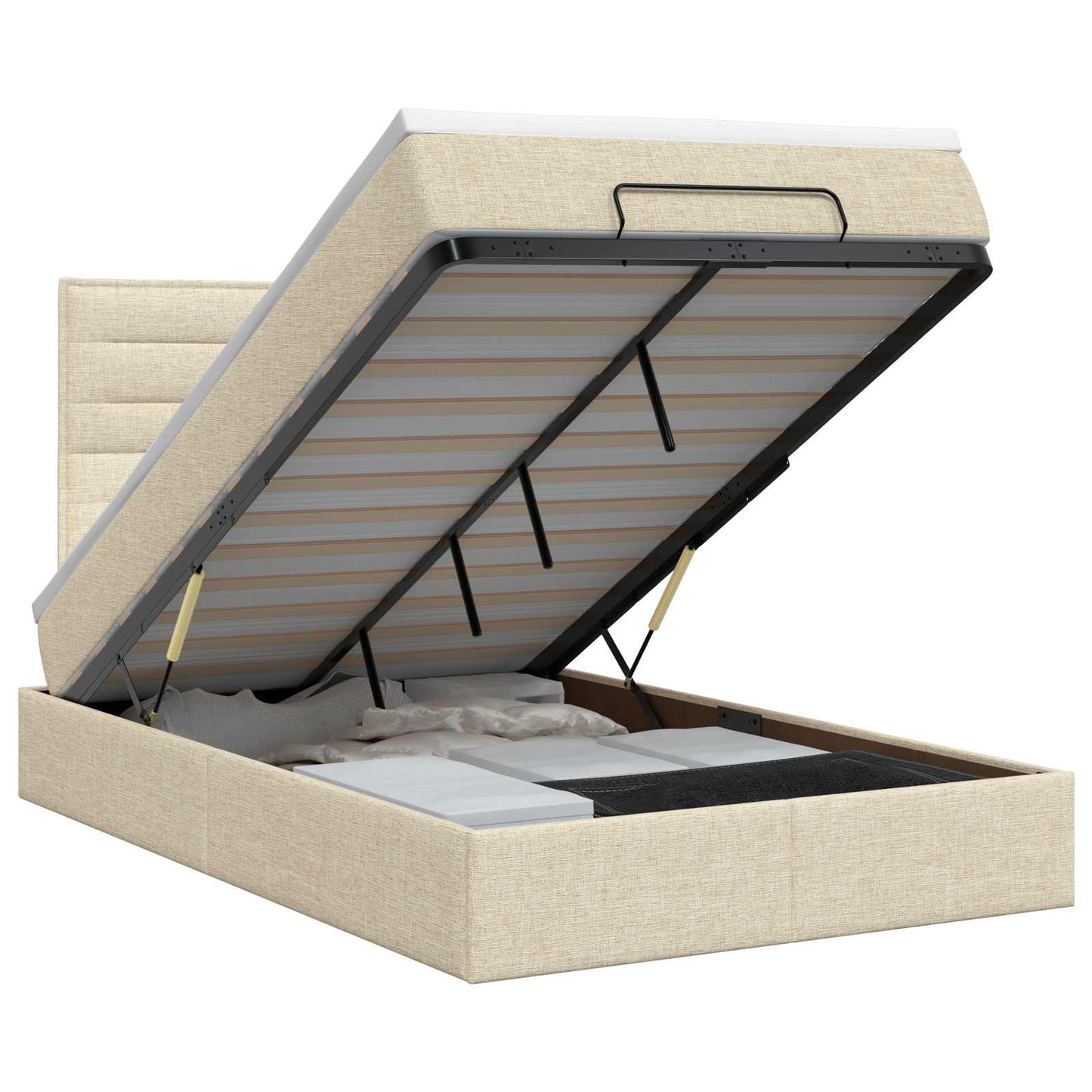 Ottoman bed met matras Crèmekleurig 120 x 190 cm Stof