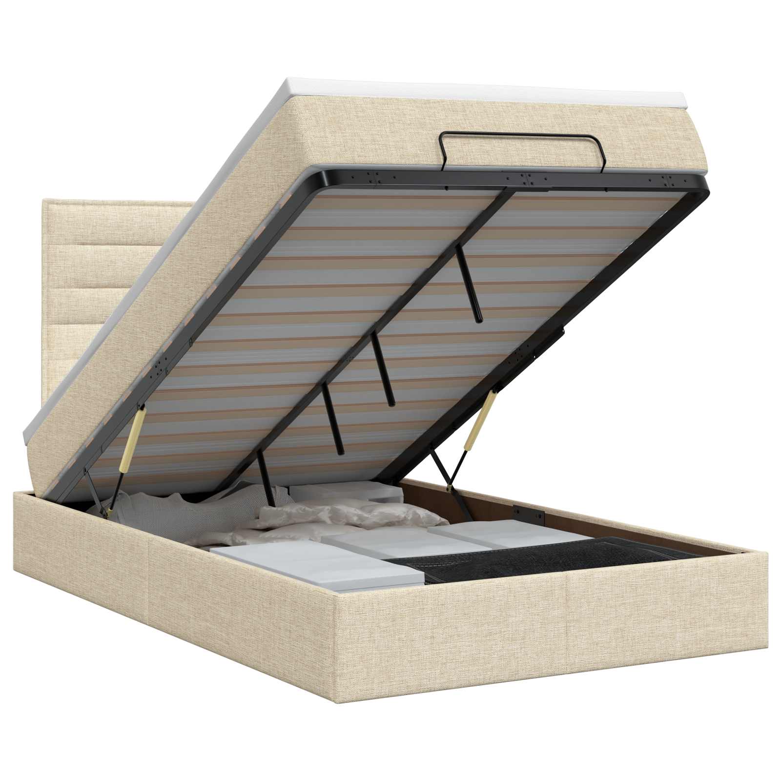 Ottoman bed met matras Crèmekleurig 120 x 190 cm Stof
