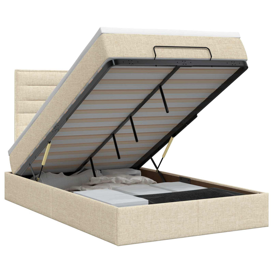 Ottoman bed met matras Crèmekleurig 120 x 190 cm Stof