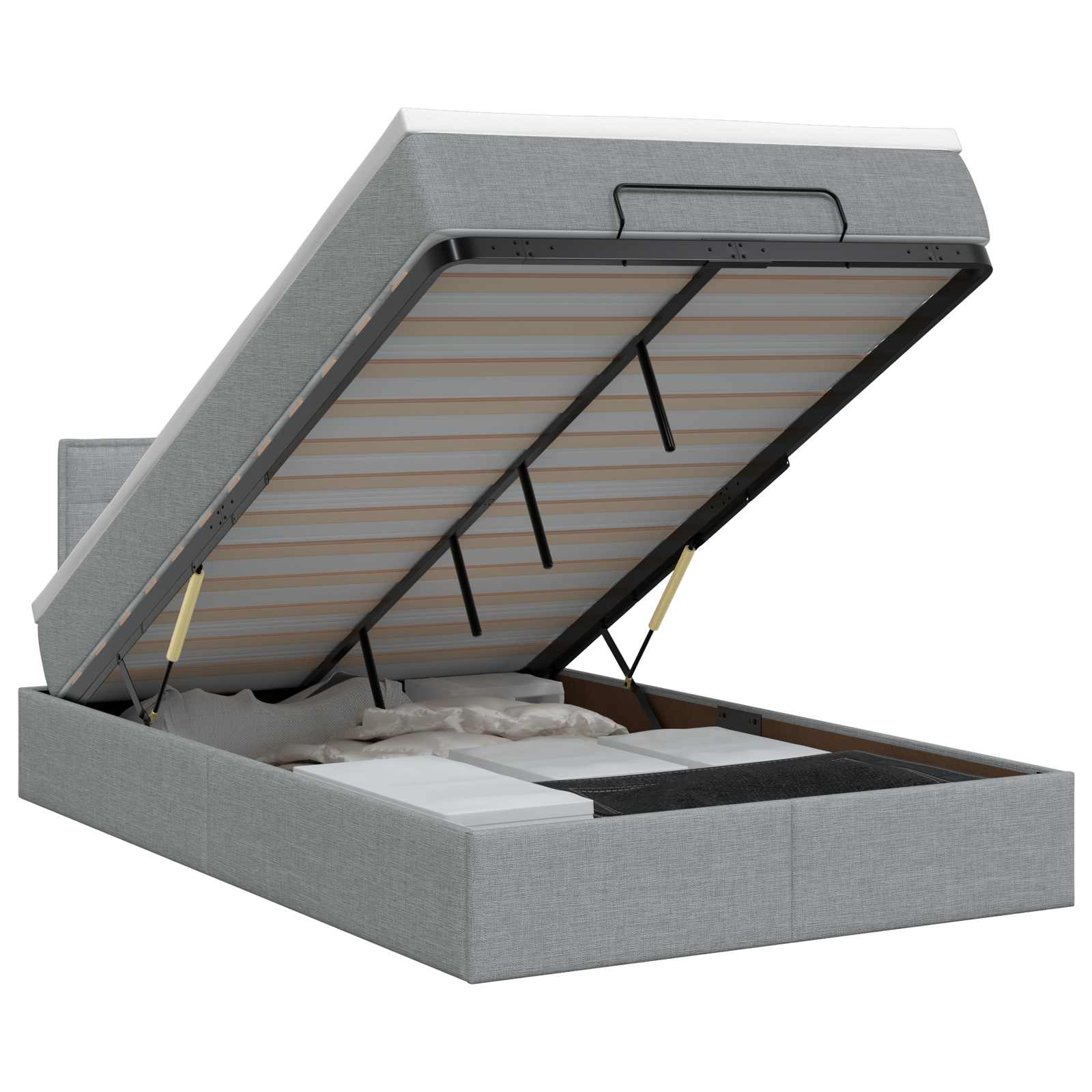 Ottoman bed met matras Lichtgrijs 120 x 200 cm Stof