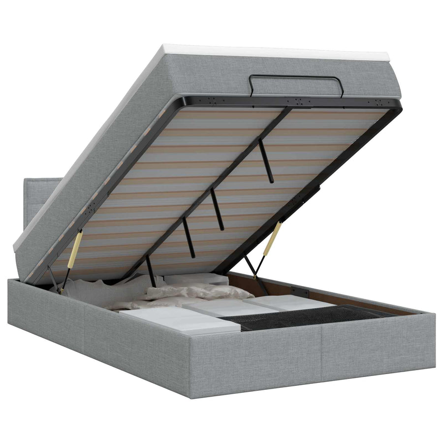 Ottoman bed met matras Lichtgrijs 120 x 200 cm Stof