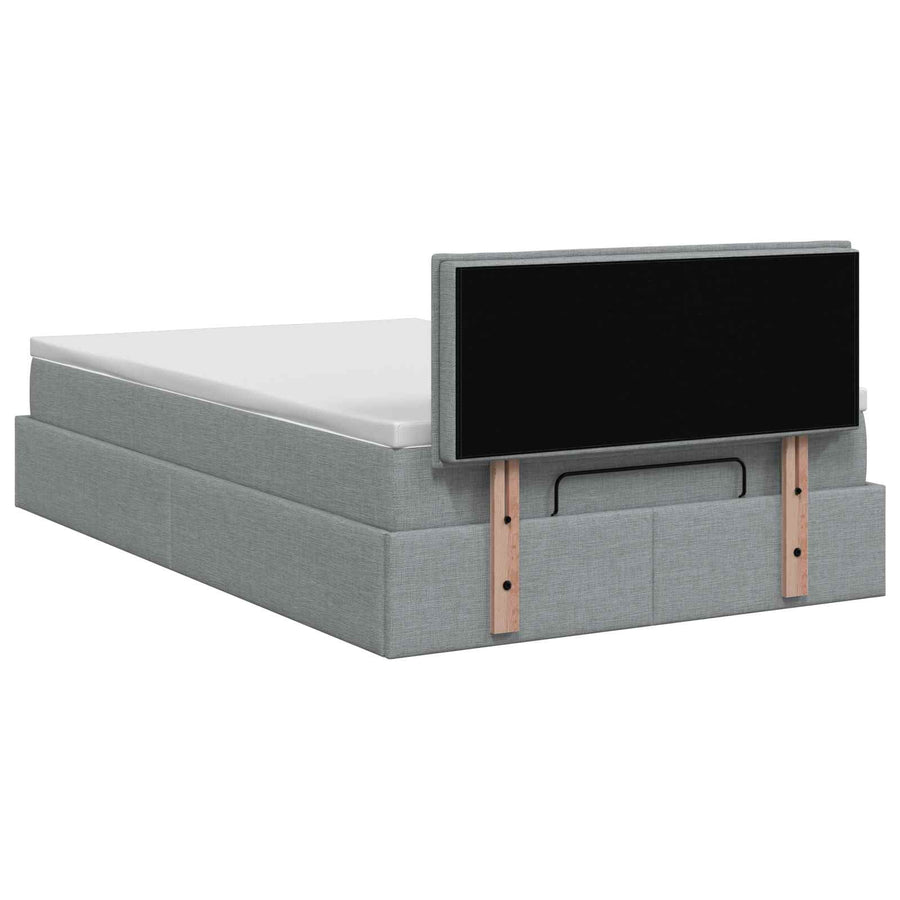 Ottoman bed met matras Lichtgrijs 120 x 200 cm Stof