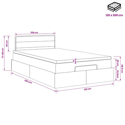 Ottoman bed met matras Lichtgrijs 120 x 200 cm Stof