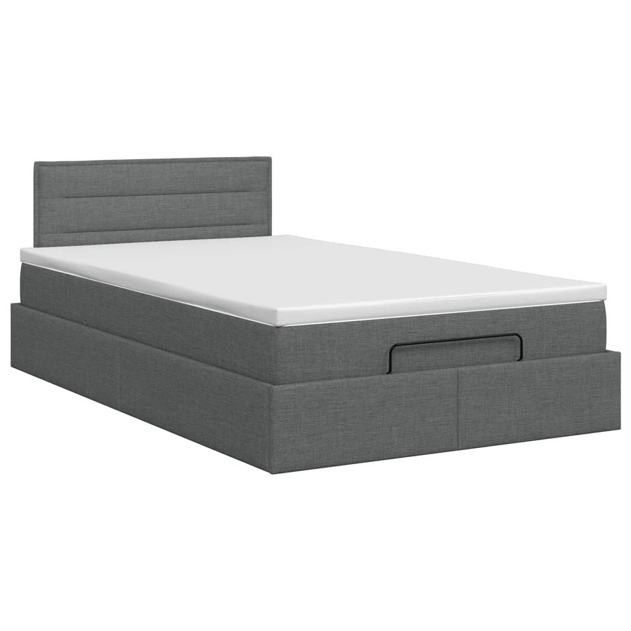 Ottoman bed met matras Donkergrijs 120 x 200 cm Stof