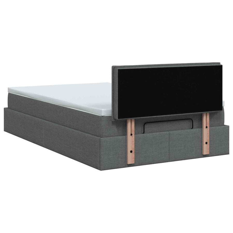 Ottoman bed met matras Donkergrijs 120 x 200 cm Stof