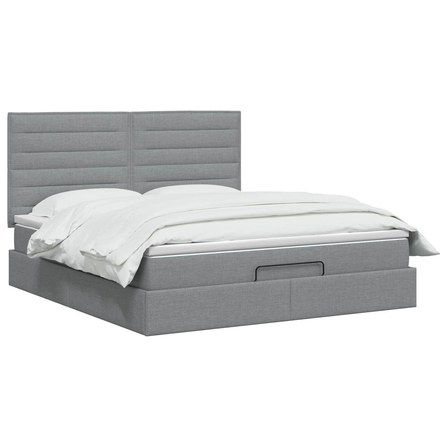 Ottoman bed met matras Lichtgrijs 140 x 190 cm Stof