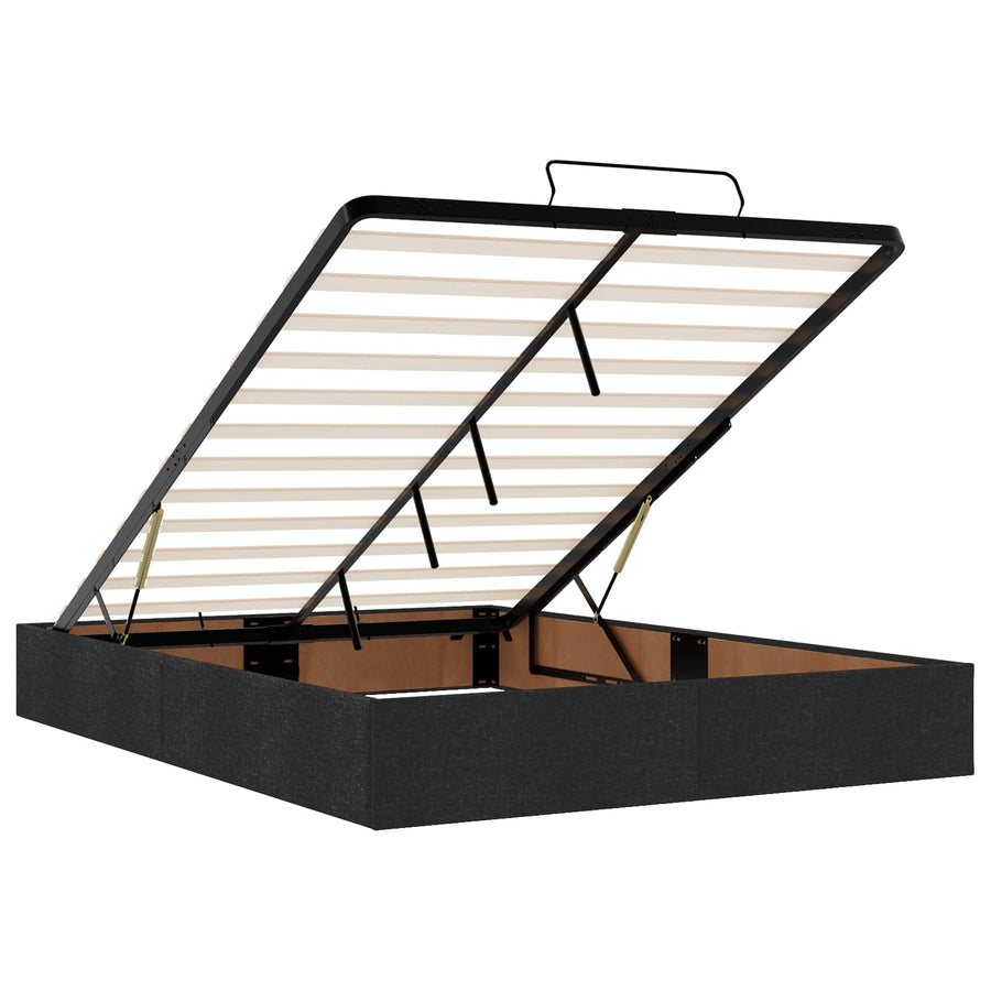Ottoman bed met matras met hoofdeinde Zwart 140 x 190 cm Stof