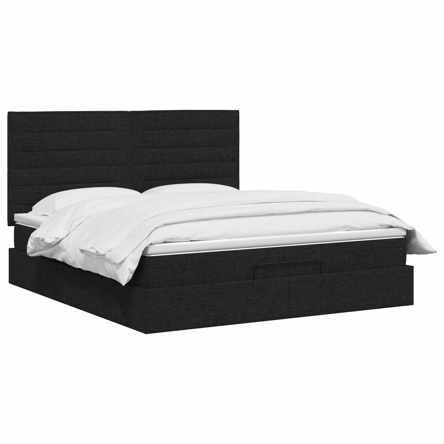 Ottoman bed met matras met hoofdeinde Zwart 140 x 190 cm Stof