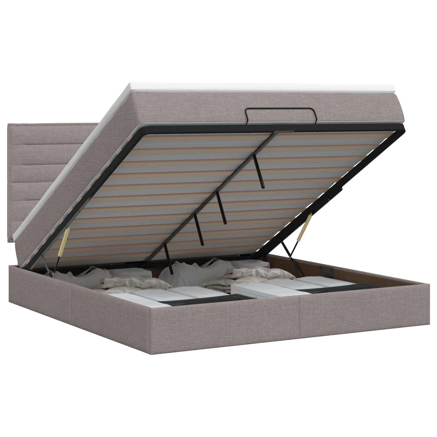Ottoman bed met matras met hoofdeinde Taupe 140 x 190 cm Stof