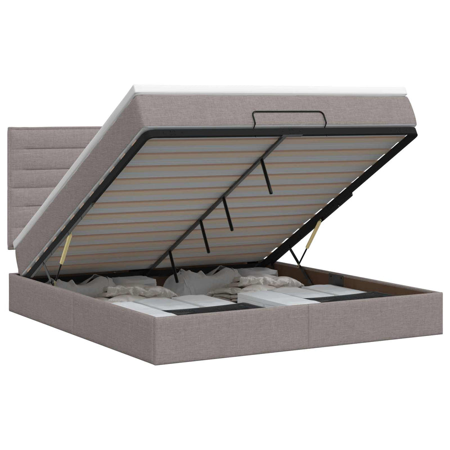 Ottoman bed met matras met hoofdeinde Taupe 140 x 190 cm Stof