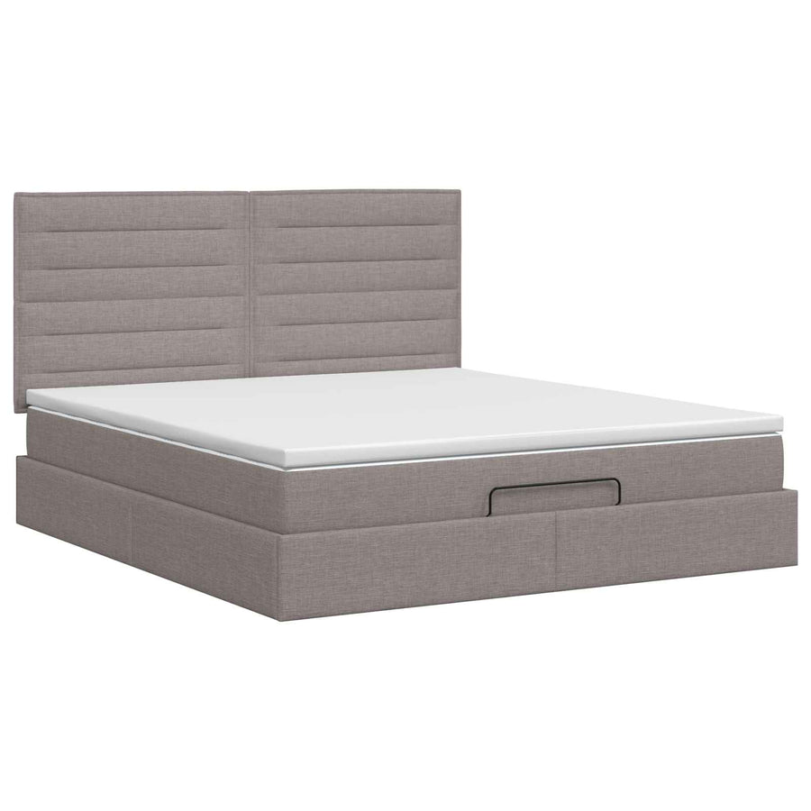 Ottoman bed met matras met hoofdeinde Taupe 140 x 190 cm Stof