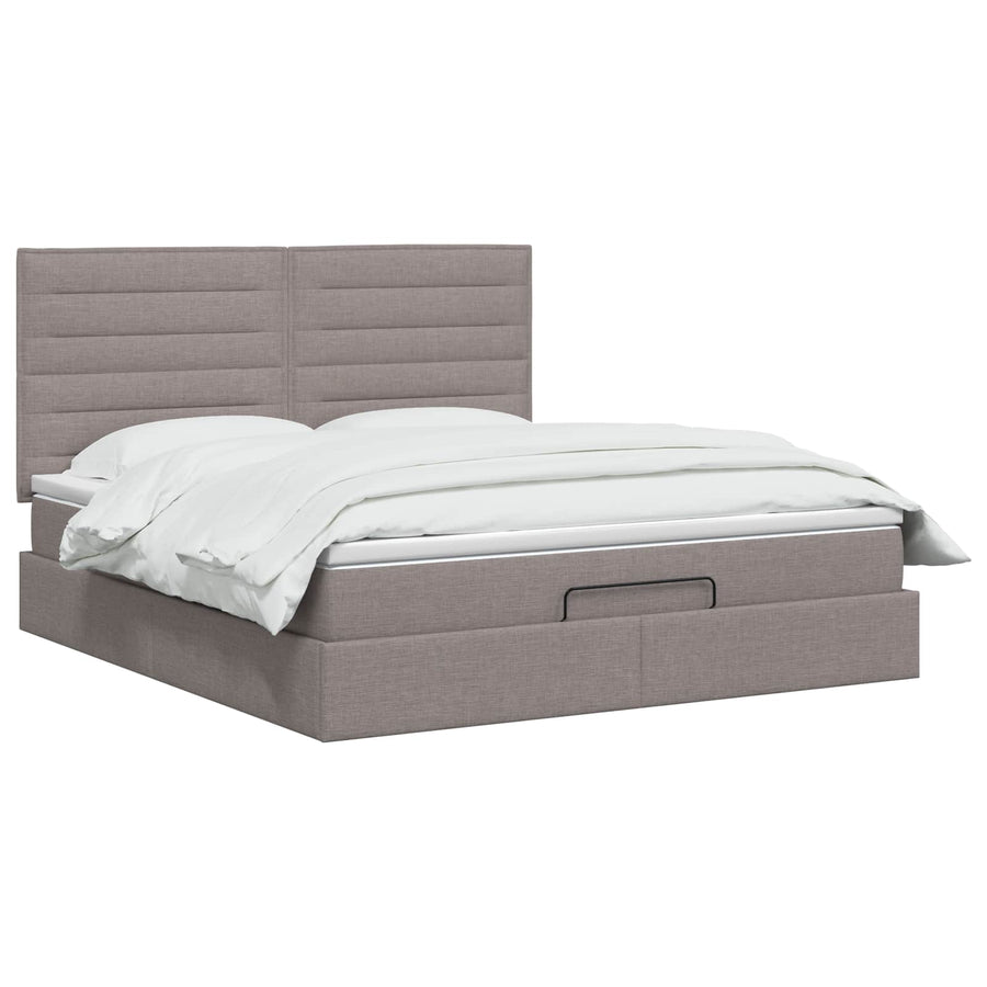 Ottoman bed met matras met hoofdeinde Taupe 140 x 190 cm Stof