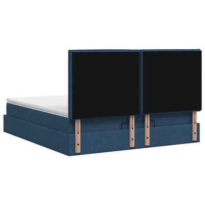 Ottoman bed met matras met hoofdeinde Blauw 140 x 190 cm Stof
