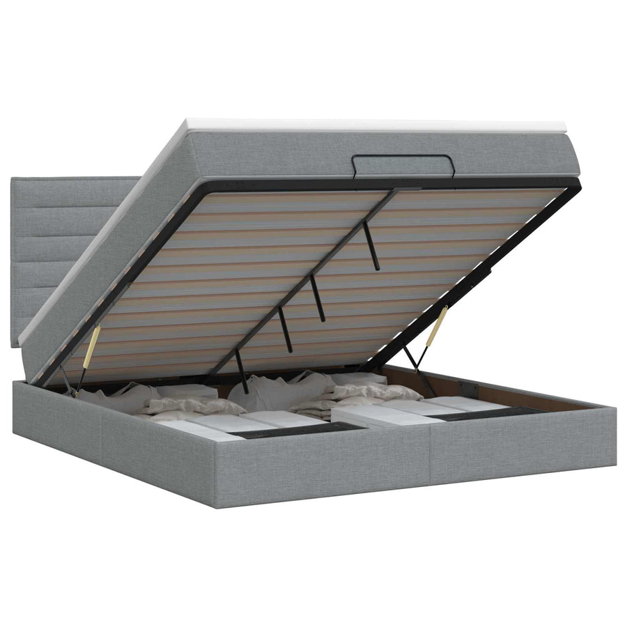 Ottoman bed met matras Lichtgrijs 140 x 200 cm Stof