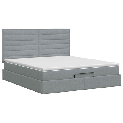 Ottoman bed met matras Lichtgrijs 140 x 200 cm Stof