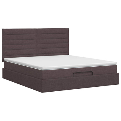 Ottoman bed met matras Donkerbruin 140 x 200 cm Stof