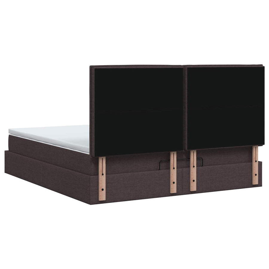 Ottoman bed met matras Donkerbruin 140 x 200 cm Stof