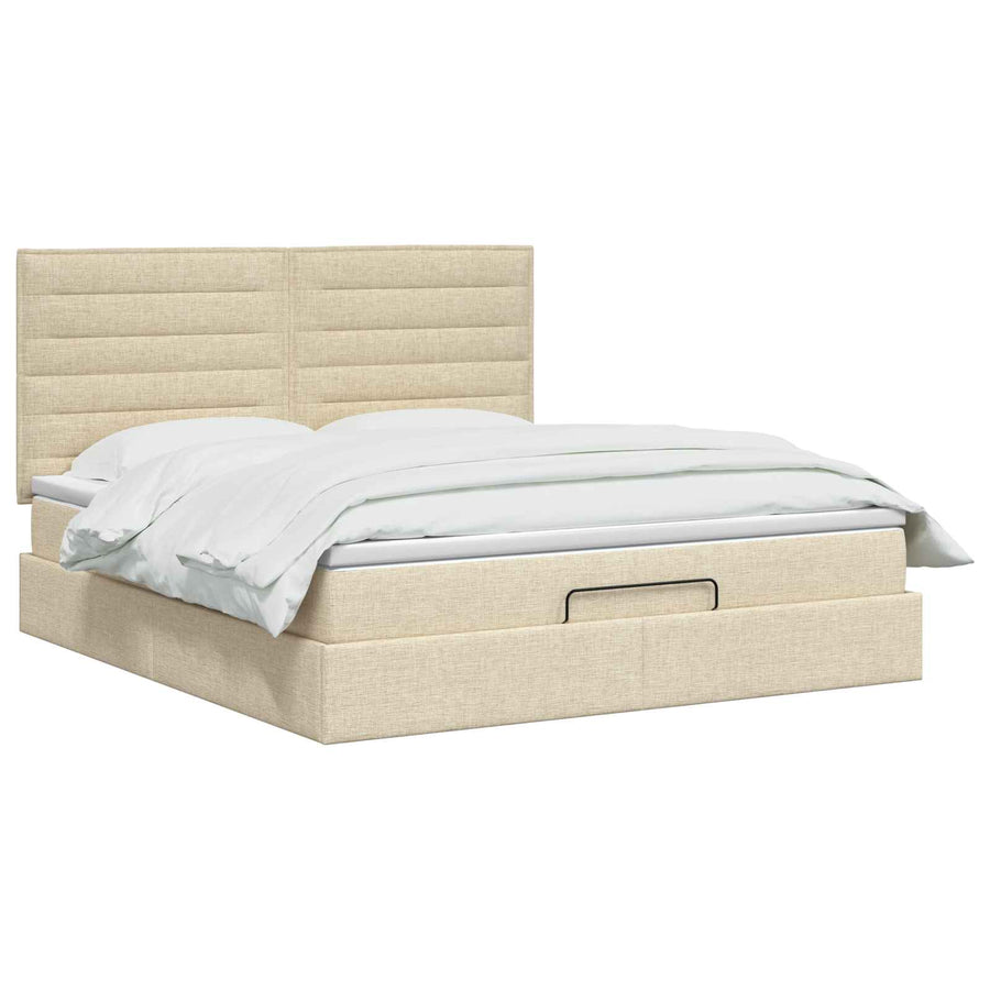 Ottoman bed met matras Crèmekleurig 140 x 200 cm Stof