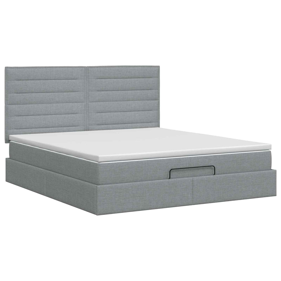 Ottoman bed met matras Lichtgrijs 160 x 200 cm Stof