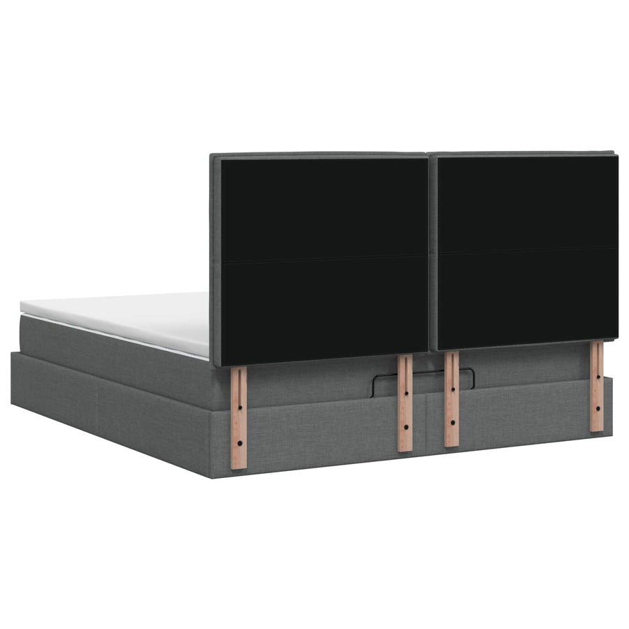 Ottoman bed met matras Donkergrijs 160 x 200 cm Stof