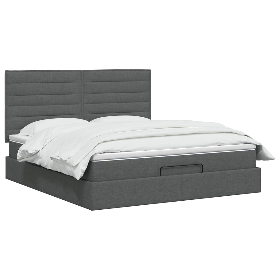 Ottoman bed met matras Donkergrijs 160 x 200 cm Stof