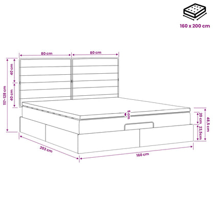 Ottoman bed met matras Donkerbruin 160 x 200 cm Stof