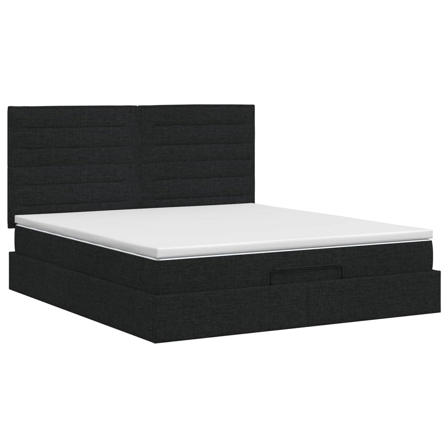Ottoman bed met matras met hoofdeinde Zwart 180 x 200 cm Stof