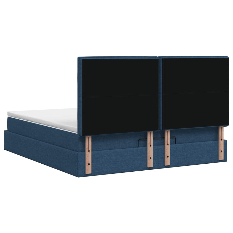 Ottoman bed met matras met hoofdeinde Blauw 180 x 200 cm Stof