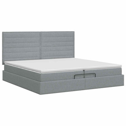 Ottoman bed met matras Lichtgrijs 200 x 200 cm Stof