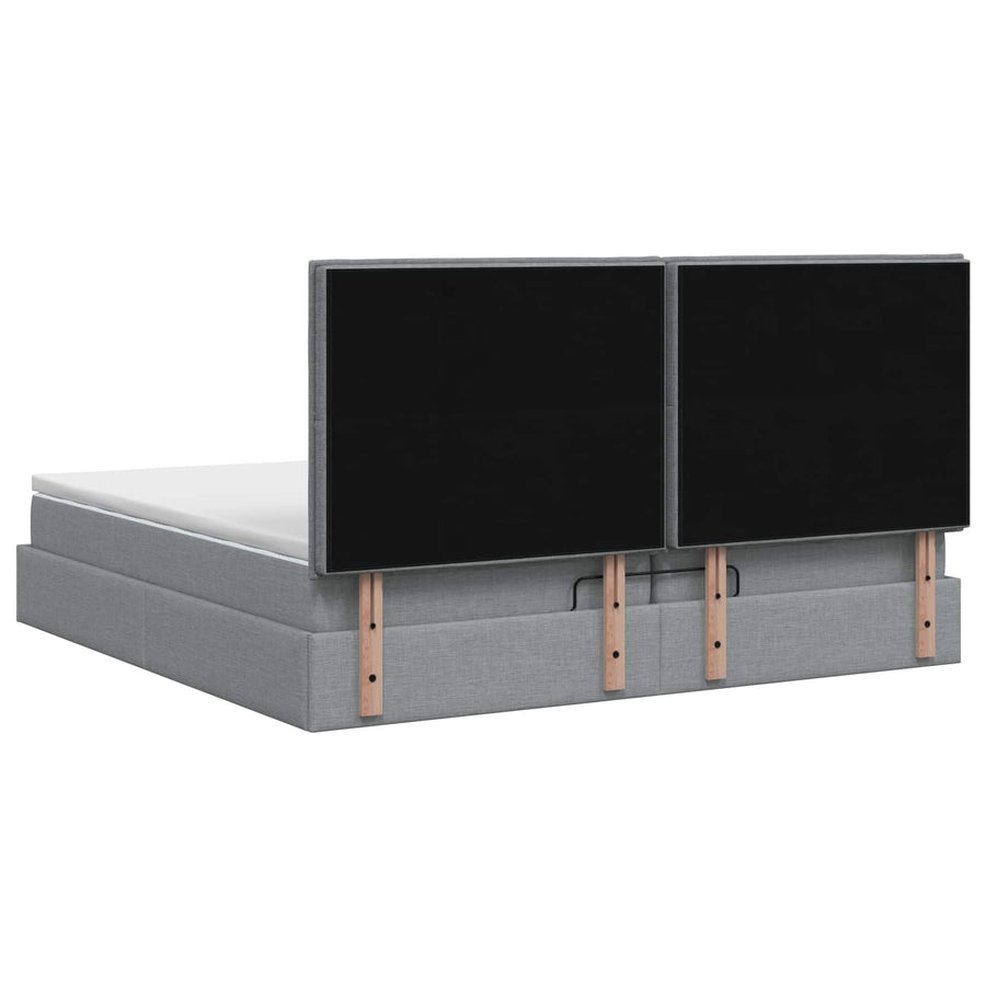 Ottoman bed met matras Lichtgrijs 200 x 200 cm Stof