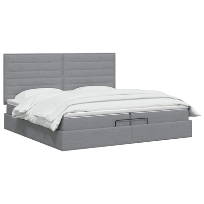 Ottoman bed met matras Lichtgrijs 200 x 200 cm Stof