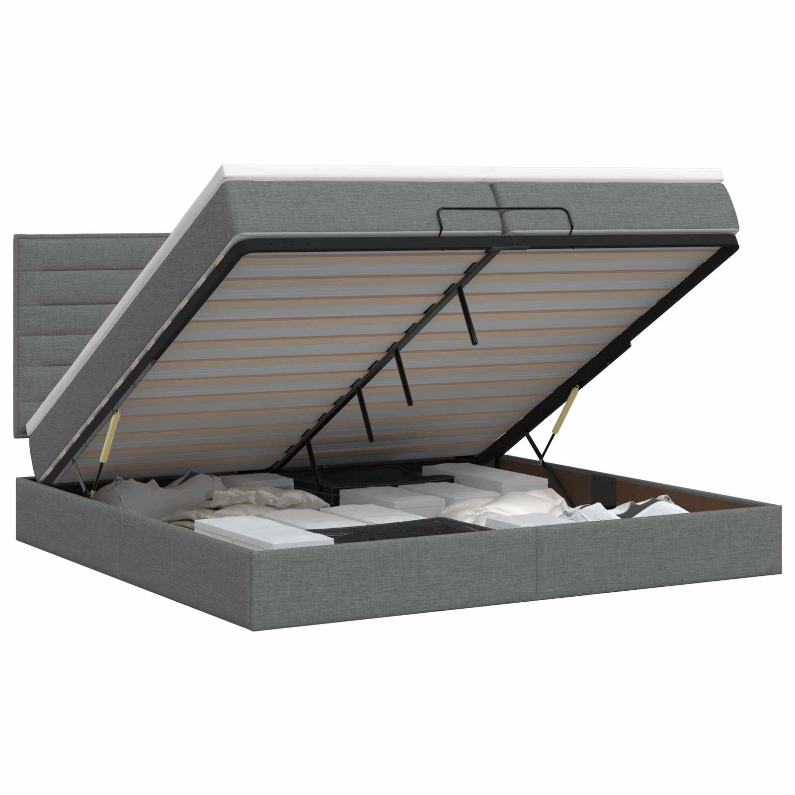 Ottoman bed met matras Donkergrijs 200 x 200 cm Stof