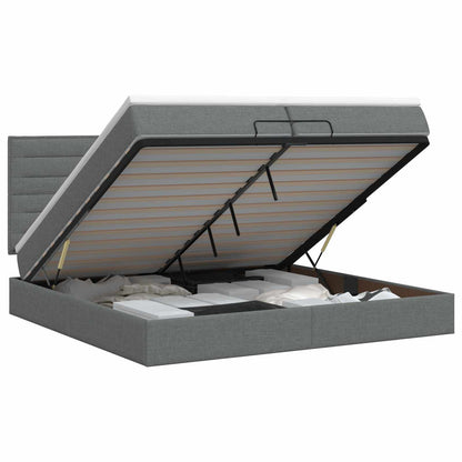 Ottoman bed met matras Donkergrijs 200 x 200 cm Stof