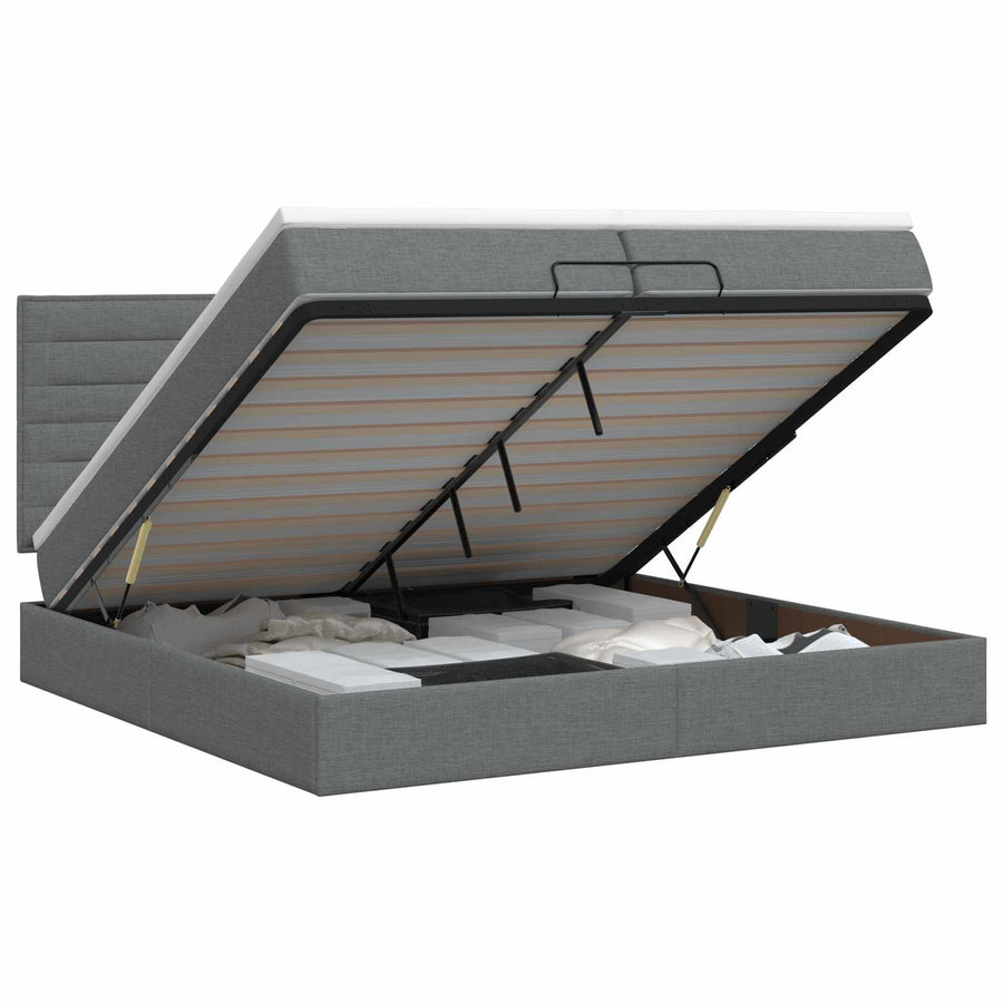 Ottoman bed met matras Donkergrijs 200 x 200 cm Stof