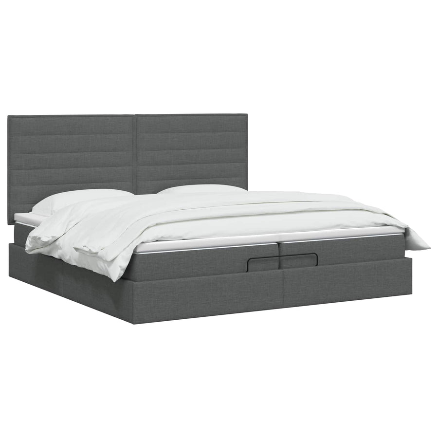Ottoman bed met matras Donkergrijs 200 x 200 cm Stof