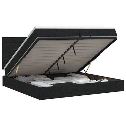 Ottoman bed met matras met hoofdeinde Zwart 200 x 200 cm Stof