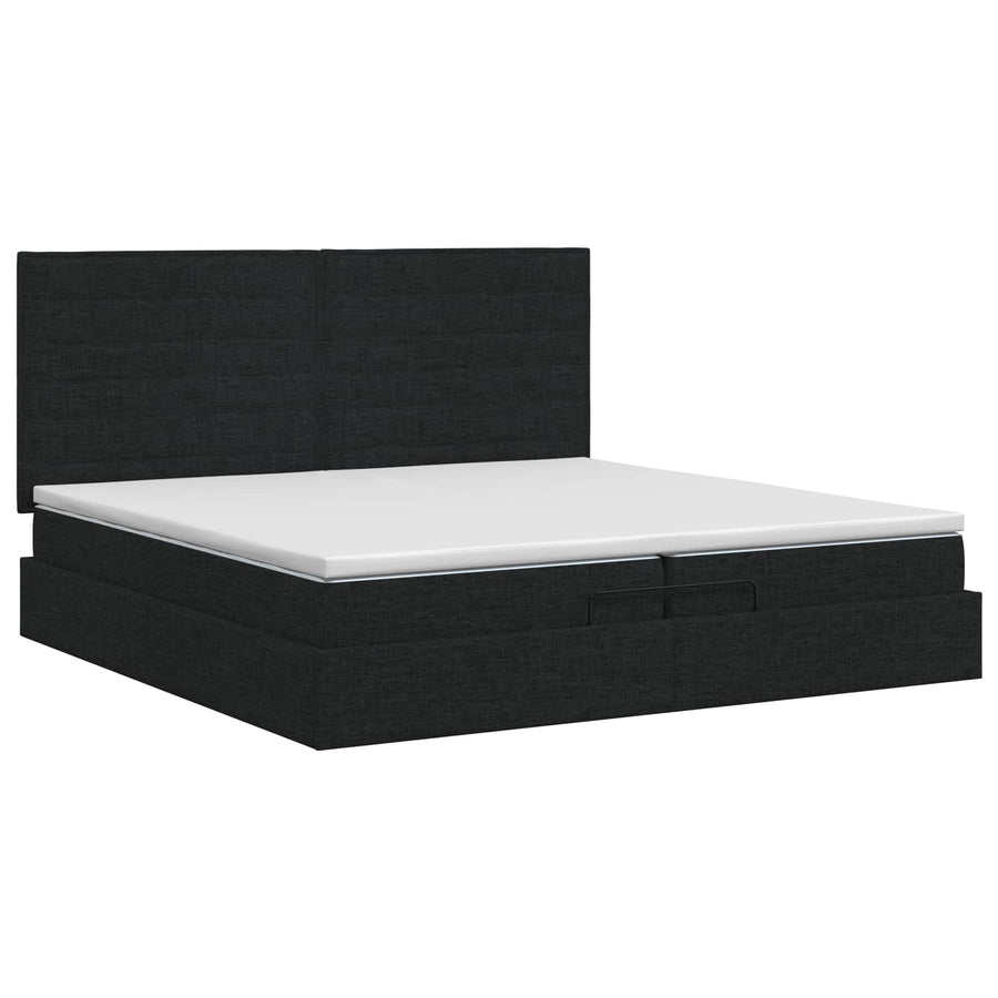 Ottoman bed met matras met hoofdeinde Zwart 200 x 200 cm Stof