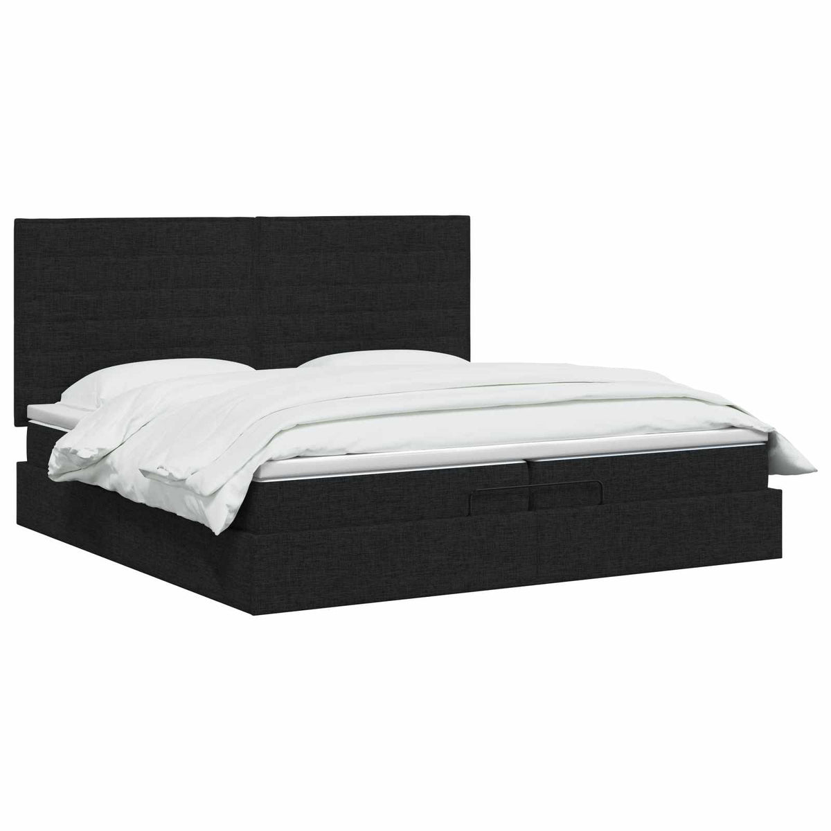 Ottoman bed met matras met hoofdeinde Zwart 200 x 200 cm Stof